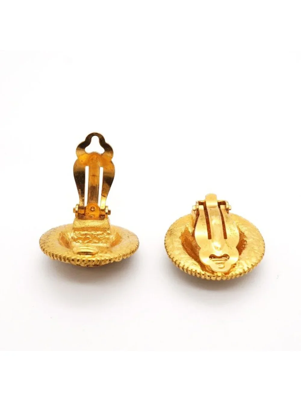 Chanel Earrings Vintage CC Logo Round Circle Gold Plated